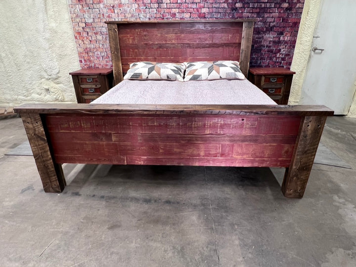 Rustic Plank Bed Made from Reclaimed Barnwood