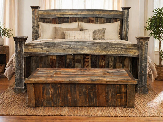 end of bed storage reclaimed barnwood