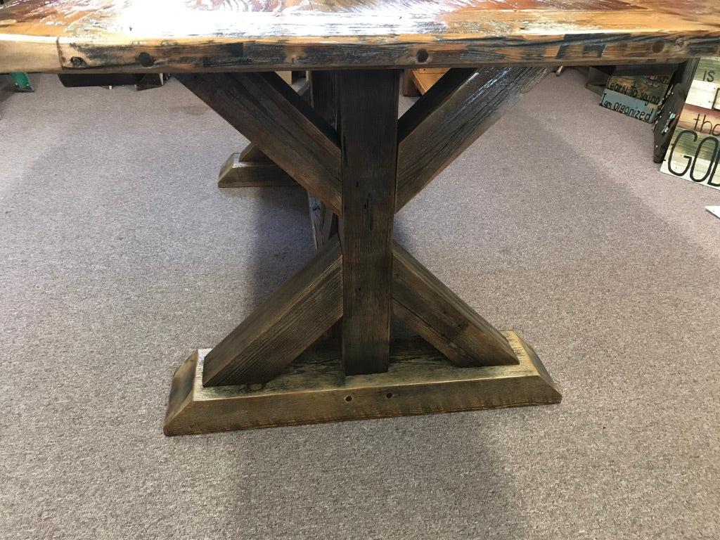 Trestle Base Tables With Rustic Barnwood | Reclaimed wood Tables Any Shape or Design
