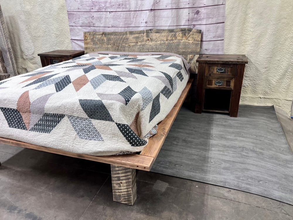 Barnwood platform bed handmade in Colorado