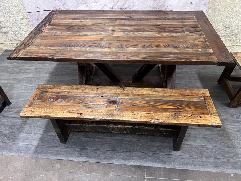 Trestle Base Tables With Rustic Barnwood | Reclaimed wood Tables Any Shape or Design