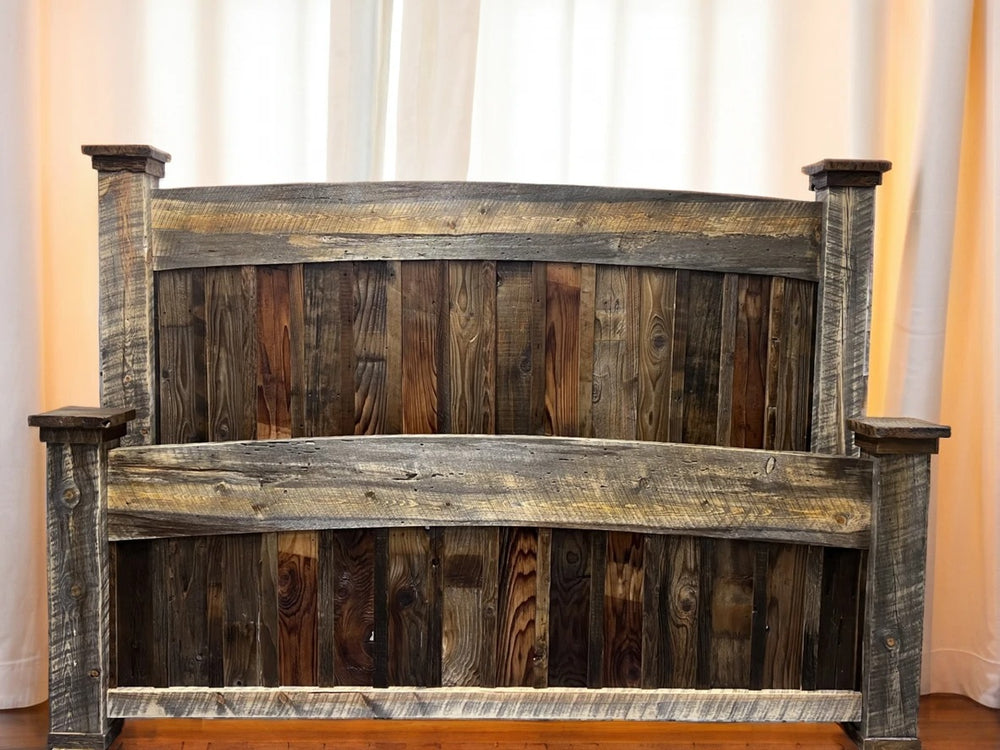Rustic arched barnwood bed shipped to Texas